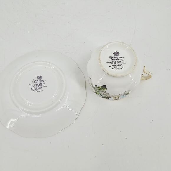 Vintage Royal Albert  Flower of the Month #5 May Hawthorn Teacup & Saucer - Picture 6 of 12